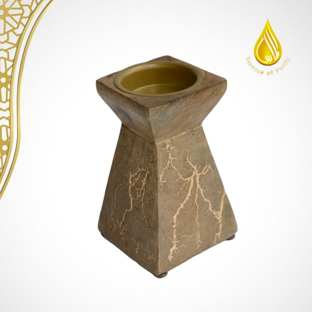 Mabkhara Wood with gold color paint Burner incense Wooden/Kayu burner Bakhoor